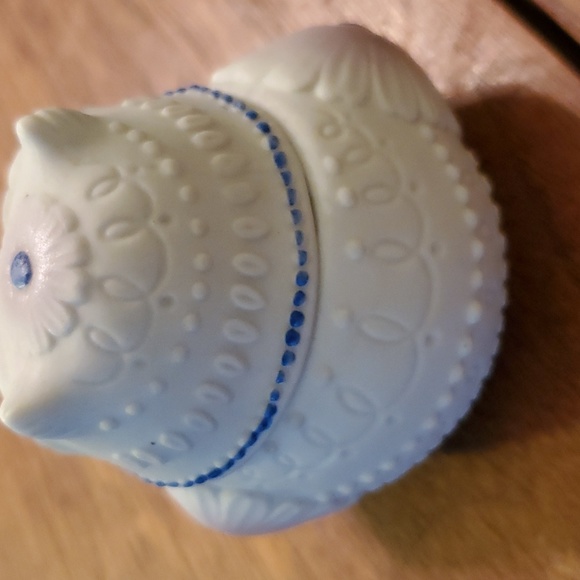 Lefton China |  Lefton Hand Painted Bisque Porcelain Owl Trink Box - Picture 4 of 4